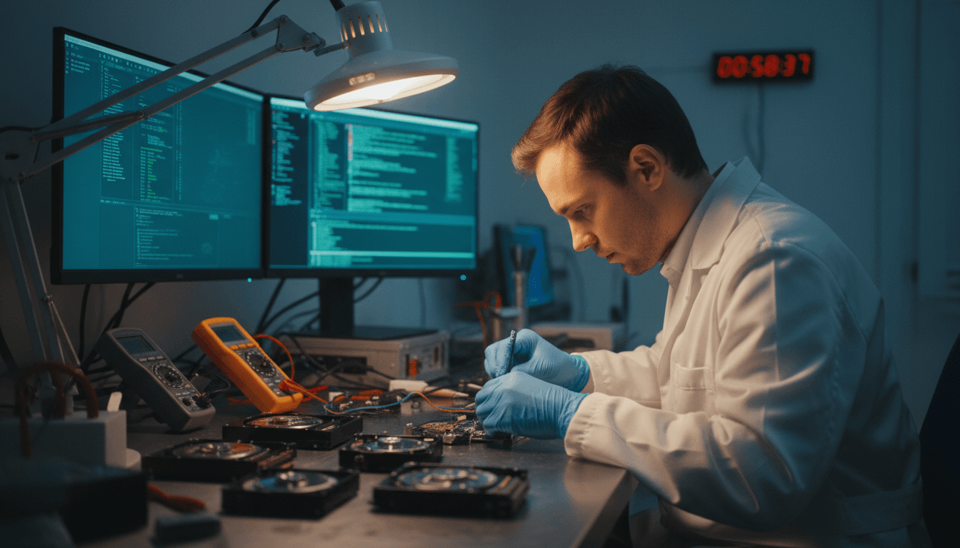 Emergency Data Access - Professional technician performing urgent recovery procedures